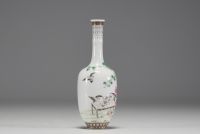 China - Polychrome porcelain vase decorated with flowers and birds, mark under the piece.