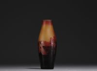 D'ARGENTAL - A rare acid-etched multi-layered glass vase with Alsatian stork decoration, signed.