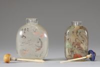 Ensemble de deux tabatières en verre à décor intérieur peint, Chine, dynastie Qing , fin du XIXe siècle