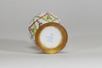 Sèvres - Petit vase en porcelaine à décor de guirlandes de fleurs sur monture en bronze doré, XIXème, marque sous la pièce.