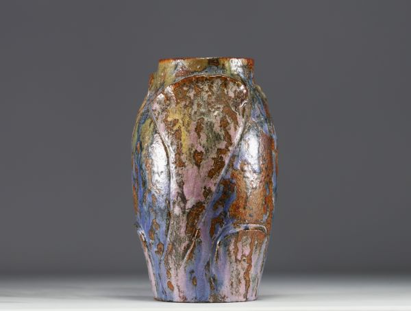 Francesco BENEDETTI (XXth) - Pupil of Arthur CRACO - Rare enamelled stoneware vase, circa 1900-20.