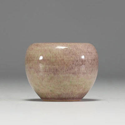 Chine - Petit pot à pinceaux en porcelaine flammée, marque aux deux cercles sous la pièce, époque XIXème.