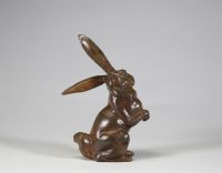 Pierre CHENET (né en 1922) – Lapin assis, sculpture en bronze