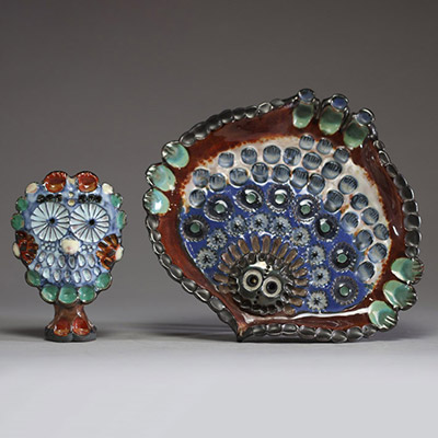 Alfredo SOSABRAVO (1930) Ensemble de deux sculptures animalières en céramiques, signées et datées de 1982.