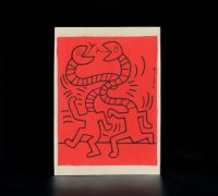 Keith HARING (1958-1990) Sans titre, 1984, peinture sur papier A4, cachets The Keith Haring Estate - Nakamura Keith Haring Collection - MoMa - The Keith Haring Foundation inc.