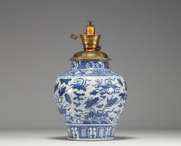 China - White-blue porcelain vase with floral and bird decoration, Ming period