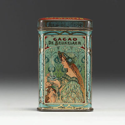 Henri PRIVAT-LIVEMONT (1861-1936) Cacao De Beukelaer, lithographed box, Antwerp, circa 1900.
