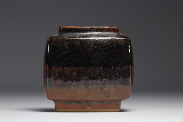 Pierre CULOT (1938-2011) Enamelled stoneware vase in shades of brown, circa 1970