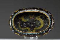 China - Large cloisonné enamel brushwork with dragon decoration, Qing dynasty circa 1900.