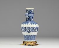 China - White-blue porcelain vase mounted in bronze, Wanli mark, Ming dynasty.