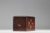 Japan - Lacquer tea chest decorated with birds and insects, circa 1900.