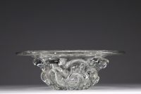 Antonio & Guido BOON (XX) Val Saint Lambert - Large table centre bowl in mouth-blown clear crystal, worked with tongs.