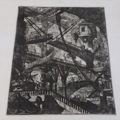 Eau-forte de Piranèse, Piranesi Giovanni Battista dit (1720-1778) Papier épais signé Épreuve sur vélin.