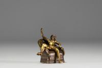 Bronze érotique à système travail Viennois, signature illisible, XIXème.