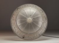 Muller Frères Lunéville - Paire de lampes de bureau Art Déco, coupoles en verre stylisé. Signées.