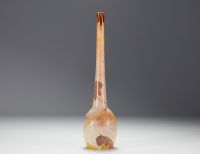 Théodore LEGRAS (1839-1916) Rare acid-etched multi-layered glass soliflore vase with vine design, circa 1900.