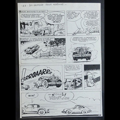 Jean-Claude FOURNIER (1943- ) Spirou et Fantasio ‘Du glucose pour Noémie’ (T.21) Original plate no. 53, Indian ink on paper.