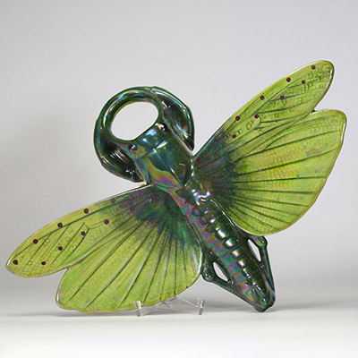 Bouquetière zoomorphe en faïence émaillée, Sarreguemines, vers 1900