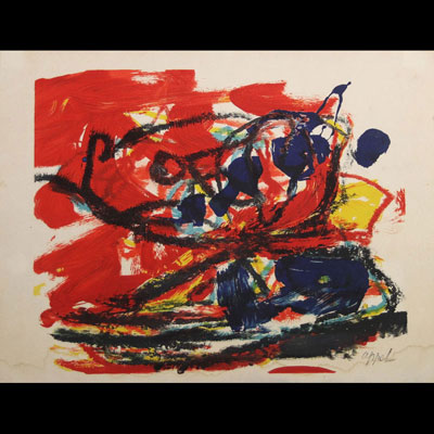 Karel APPEL (1921-2006) ‘Musique Barbare’ Lithograph 1963, signed.