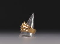Ring in 18k yellow and white gold, brilliant cut, total weight 8.2gr.