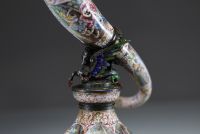 Hermann BÖHM (1850-1922) Rare and important enamel and silver horn decorated with antique scenes overhanging a Protome, Vienna, 19th century.