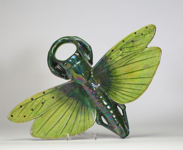 Bouquetière zoomorphe en faïence émaillée, Sarreguemines, vers 1900