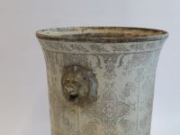 Pair of enamelled cast-iron orange tree pots with lambrequin decoration from the Cristallerie émaillerie Saint-Joseph-du-Bourget, Napoleon III period.