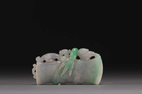 China - Carved jade with dragon and phoenix decoration, Qing period.