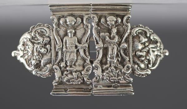 Solid silver belt buckle, 18th century Dutch work.
