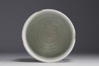 China - Green family brush-holder with figures décor