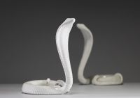 Tommaso BARBI (XX) - Pair of cobras in glazed ceramic, circa 1970.