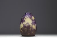 Émile GALLÉ (1846-1904) Acid-etched multi-layered glass blown vase with floral design, signed.