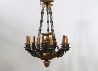 Lustre et appliques en bronze à deux patines, époque Charles X.