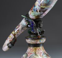 Hermann BÖHM (1850-1922) Rare and important enamel and silver horn decorated with antique scenes overhanging a Protome, Vienna, 19th century.
