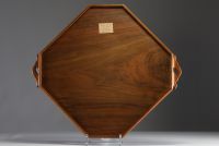 Émile GALLÉ (1846-1904) Octagonal tray in wood marquetry, inlaid signature, circa 1900.