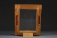 Jacques ADNET (1900-1984) attr. à - Cadre porte photo en bois et cuir, vers 1950.