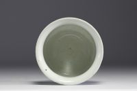 China - White and blue porcelain brush with sage decoration.