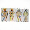 Roger CAPRON (1922-2006) Ensemble de quatre carrelages en céramique émaillée à décor de guerriers, signés RC pour Roger Capron, Vallauris.