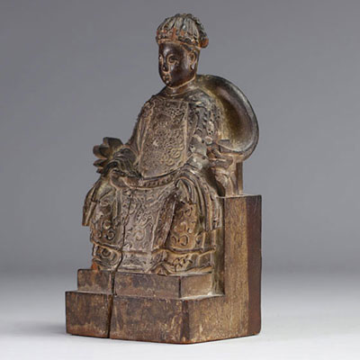 Chine - Dignitaire, statue en bois de la dynastie Qing (清朝)