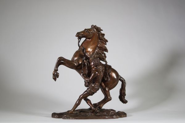 Guillaume Coustou (1687-1746) d'après — Sculpture en bronze, “L’Homme maîtrisant un cheval cabré”