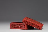 China - Cinnabar lacquer box with landscape decoration.