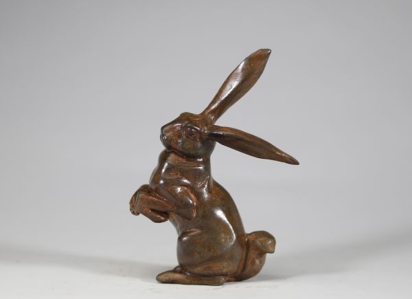 Pierre CHENET (né en 1922) – Lapin assis, sculpture en bronze
