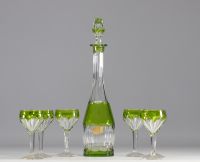 Val Saint Lambert - Carafe et six verres en cristal.