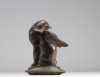 Pierre CHENET (XX-XXIe siècle) Chat ailé en Bronze