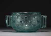 DAUM Nancy - Imposing Art Deco engraved crystal bowl.