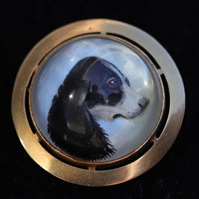 Broche édouardienne en or 18k, cristal d'Essex.