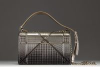 Christian DIOR - ‘Diorama Gold bag’ Gold leather shoulder bag and coin purse.