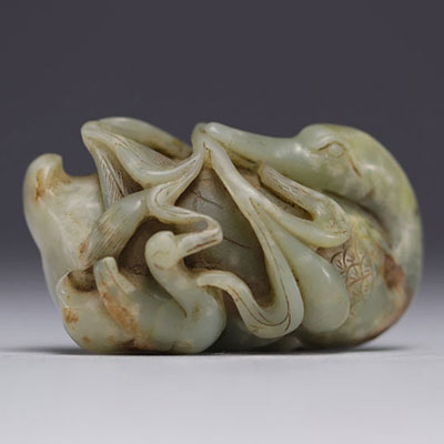 Chine - Canard en Jade sculpté, XVIIIe siècle.