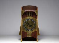 Gustave SERRURIER-BOVY (1858-1910) ‘Pendule Moulin’ Mahogany wall clock with geometric styling Secession, model designed around 1905.