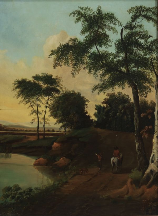 D. DELHOUGNE (XVIII-XIX) ‘Cavalier en promenade’ Oil on panel, 1838.